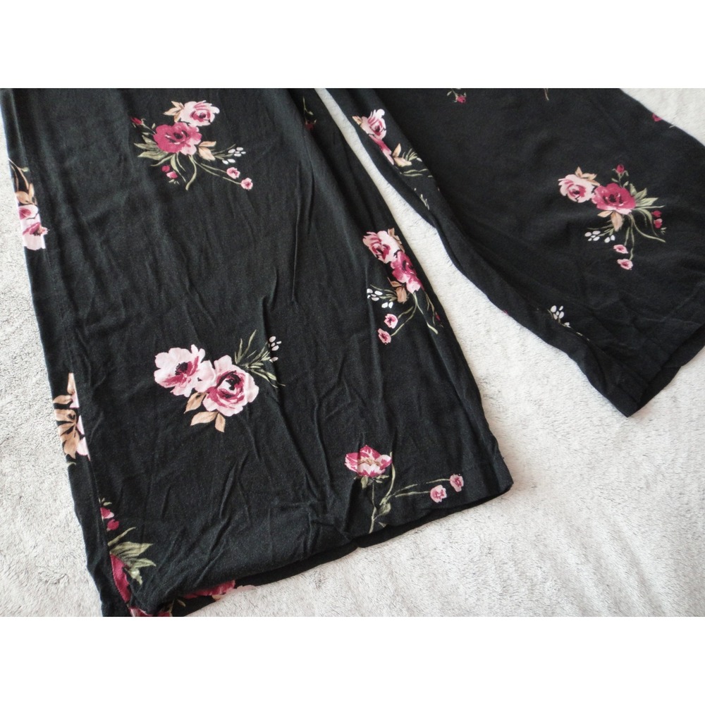 Torrid Black Pink Floral Wide Leg Jumpsuit Smocked Back Plus Size 1 with Pockets - Picture 4 of 11
